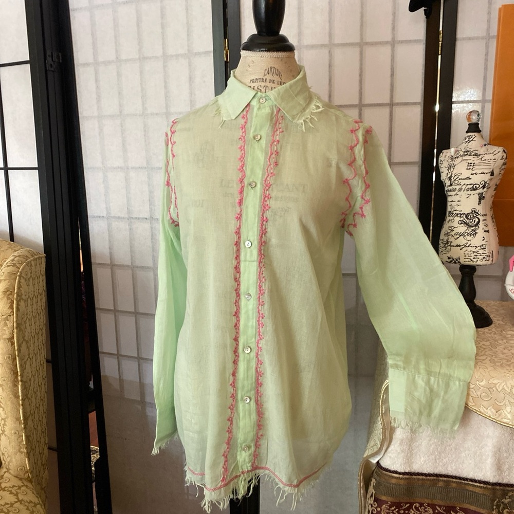 Z&L Europe Miami Boho Boutique Fringe Embroidered Blouse Sizes S & L